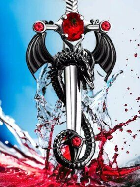 [NEW] DRAGON NECKLACE UNISEX .925 SILVER SWORD WARRIOR PENDANT JEWELRY ACCESSORY